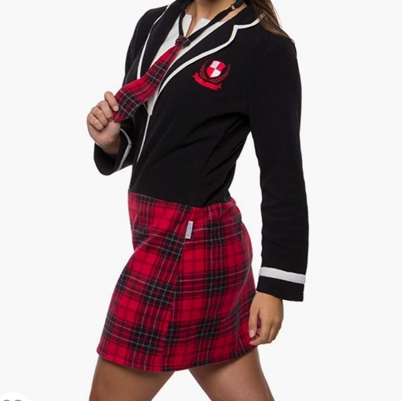 Funziez School Girl Uniform Pajama Dress - Slim Fit One Piece Costume Size M - Picture 1 of 7
